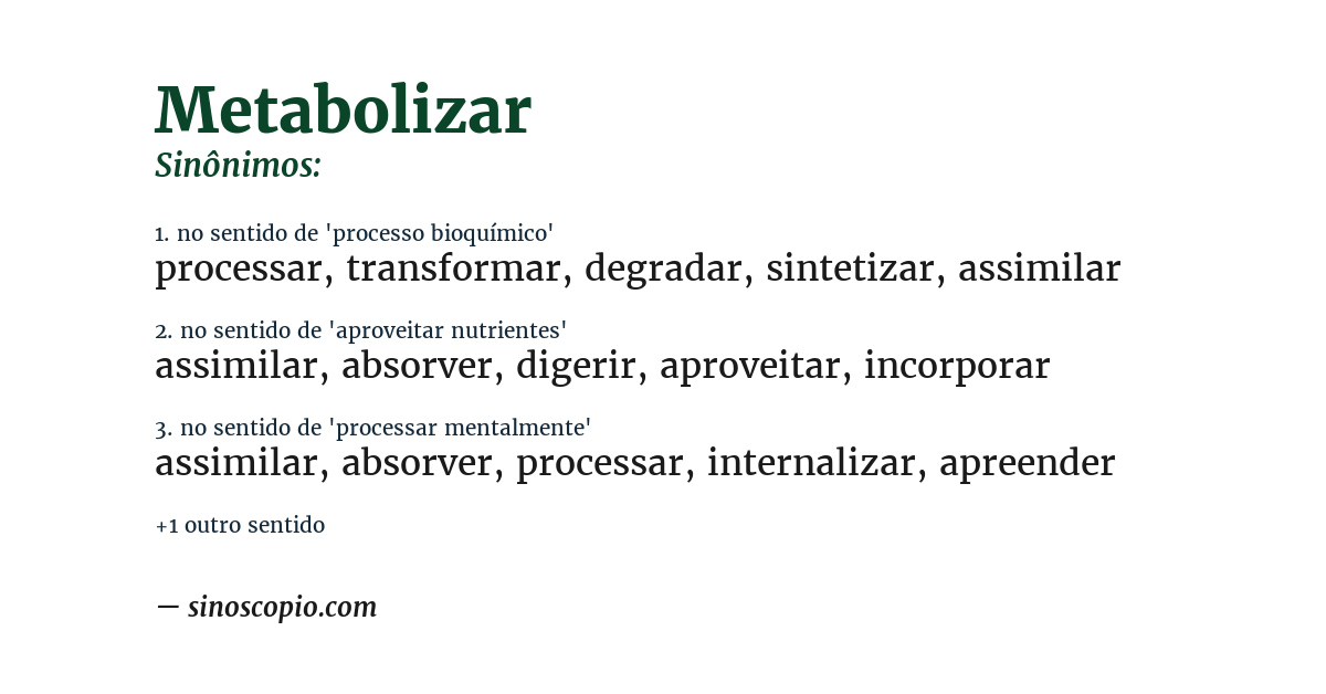 Sinônimo de metabolizar