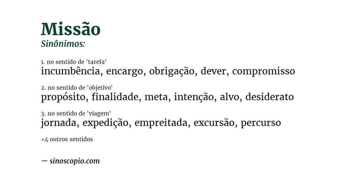 Sinônimo de missão