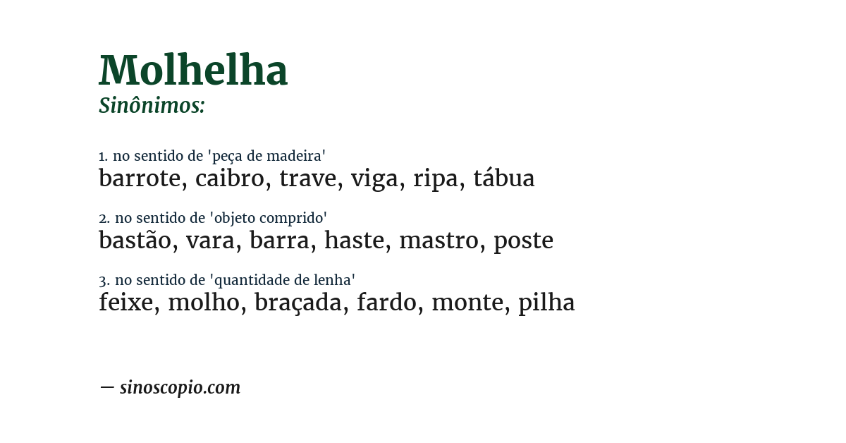 Sinônimo de molhelha