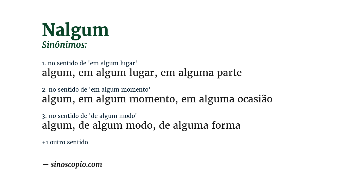 Sinônimo de nalgum