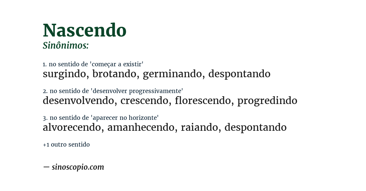 Sinônimo de nascendo