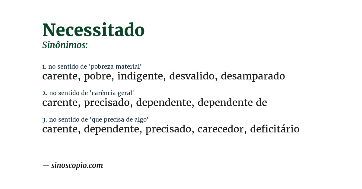 Sinônimo de necessitado