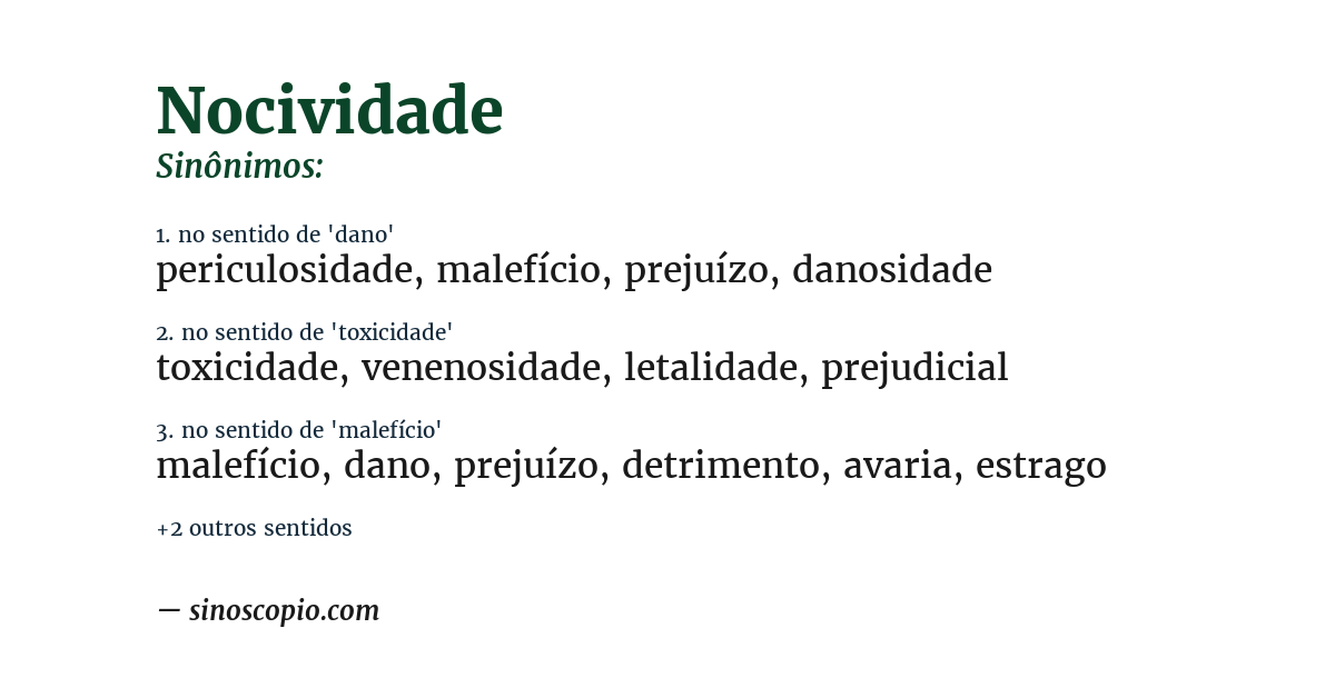 Sinônimo de nocividade