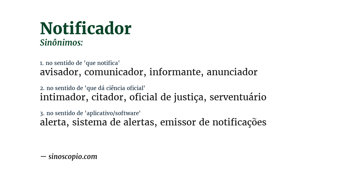 Sinônimo de notificador