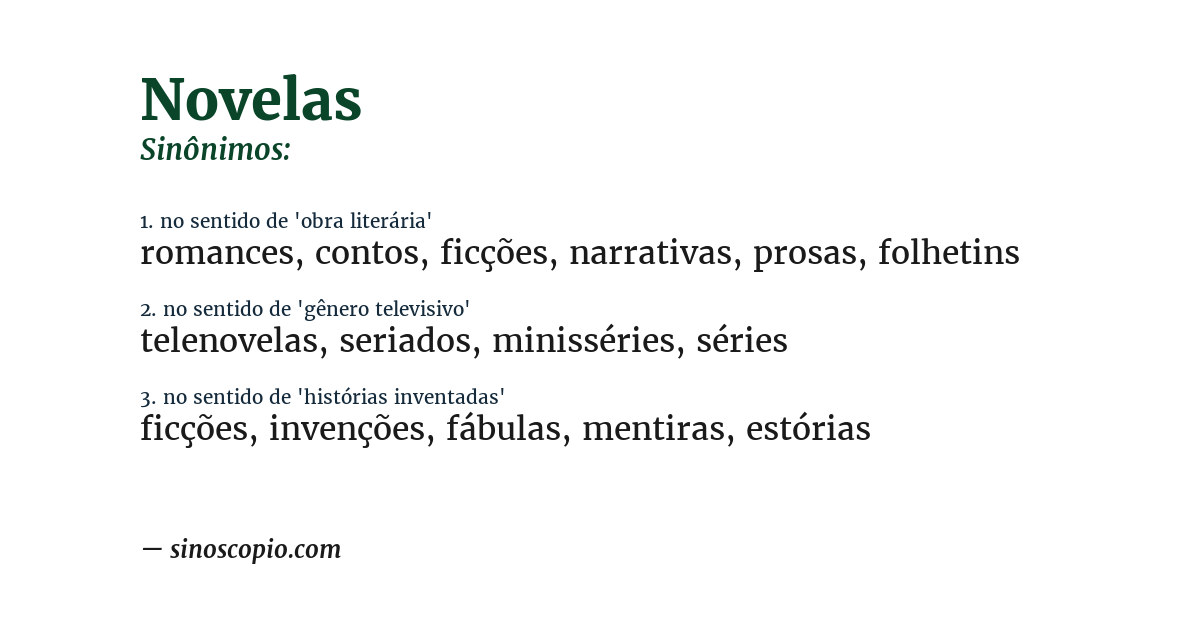 Sinônimo de novelas