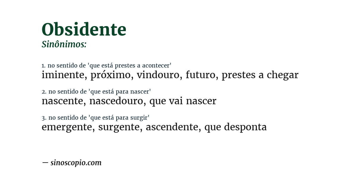 Sinônimo de obsidente