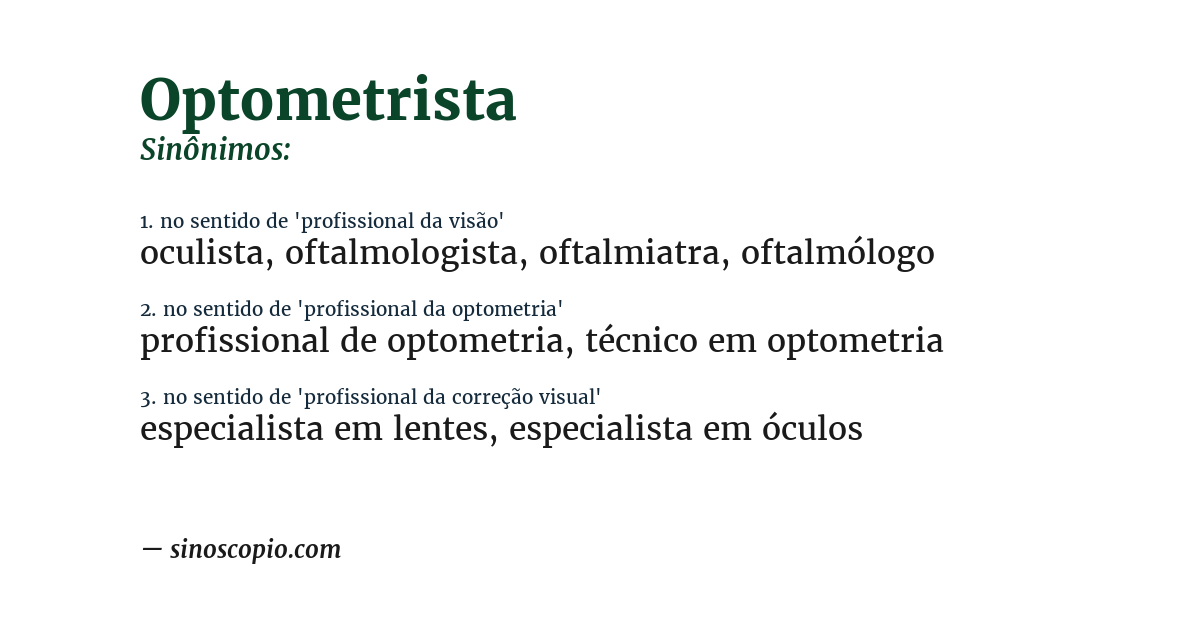 Sinônimo de optometrista