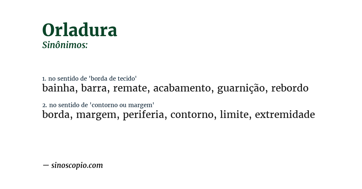 Sinônimo de orladura