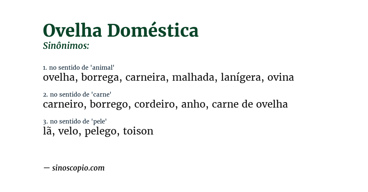 Sinônimo de ovelha doméstica