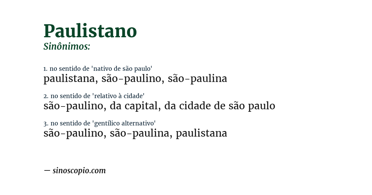 Sinônimo de paulistano