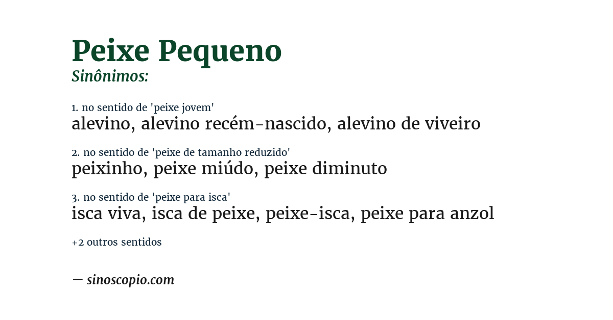 Sinônimo de peixe pequeno