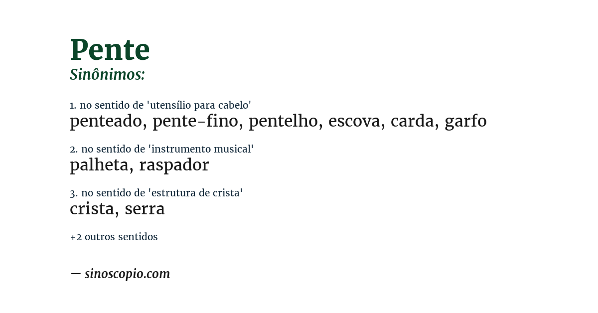 Sinônimo de pente