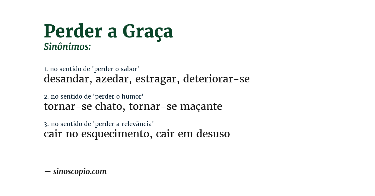 Sinônimo de perder a graça