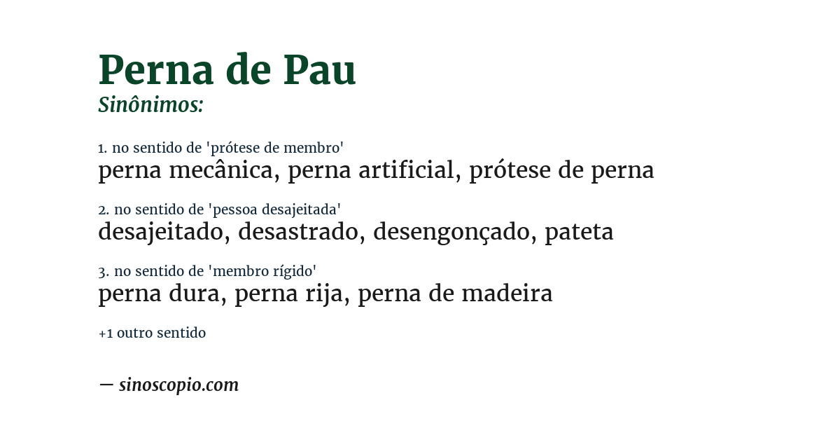 Sinônimo de perna de pau