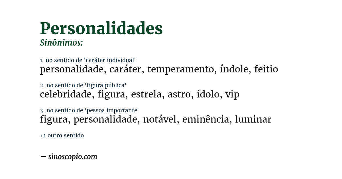 Sinônimo de personalidades