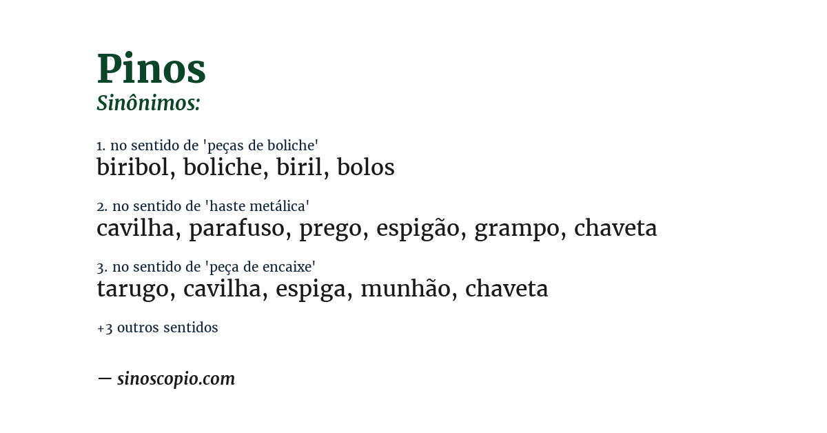 Sinônimo de pinos