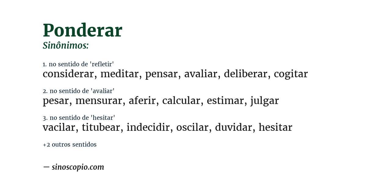 Sinônimo de ponderar