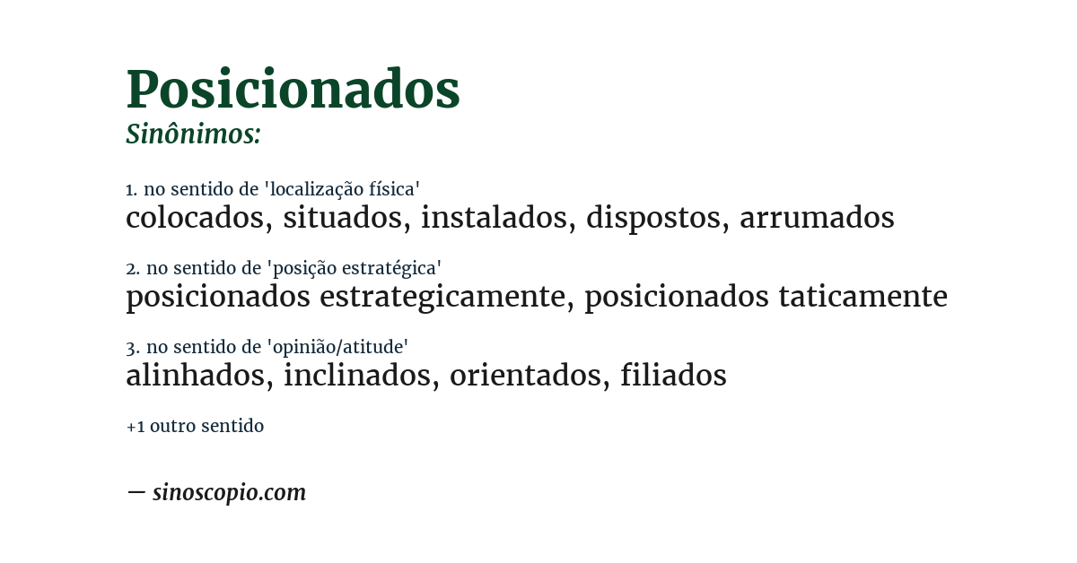 Sinônimo de posicionados