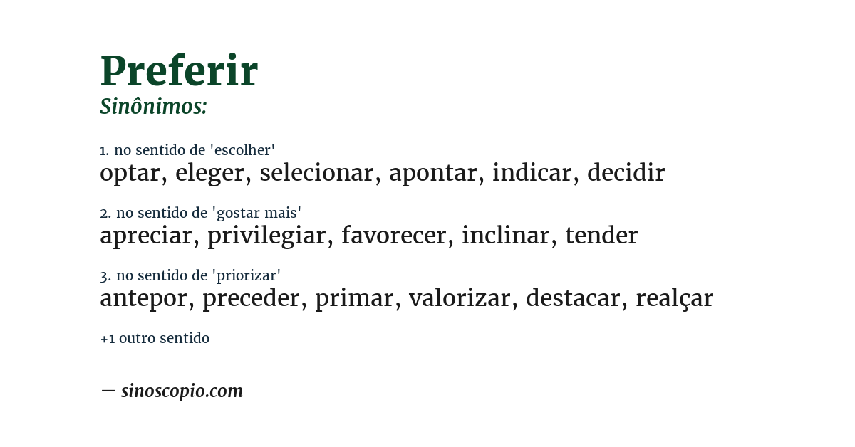 Sinônimo de preferir