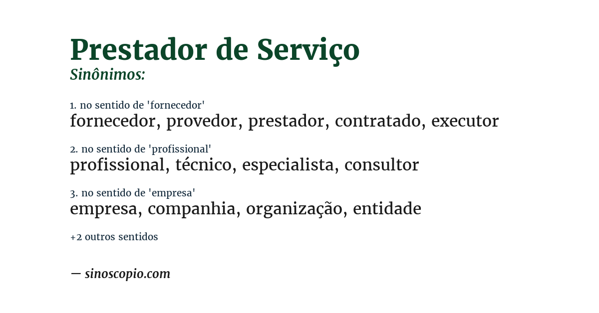 Sinônimo de prestador de serviço