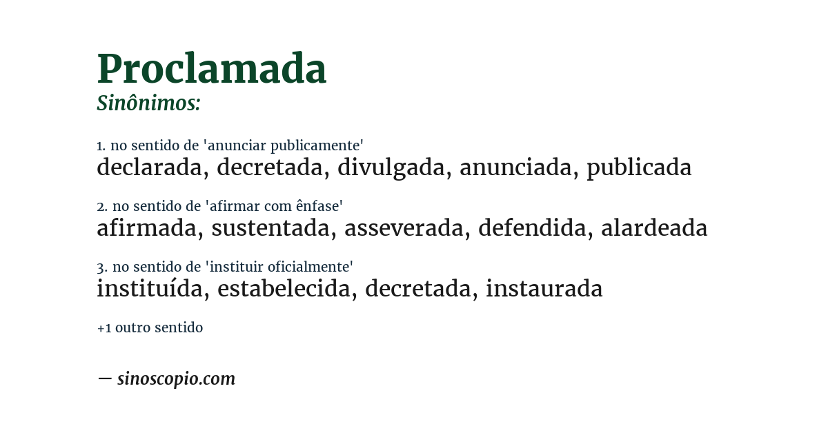 Sinônimo de proclamada