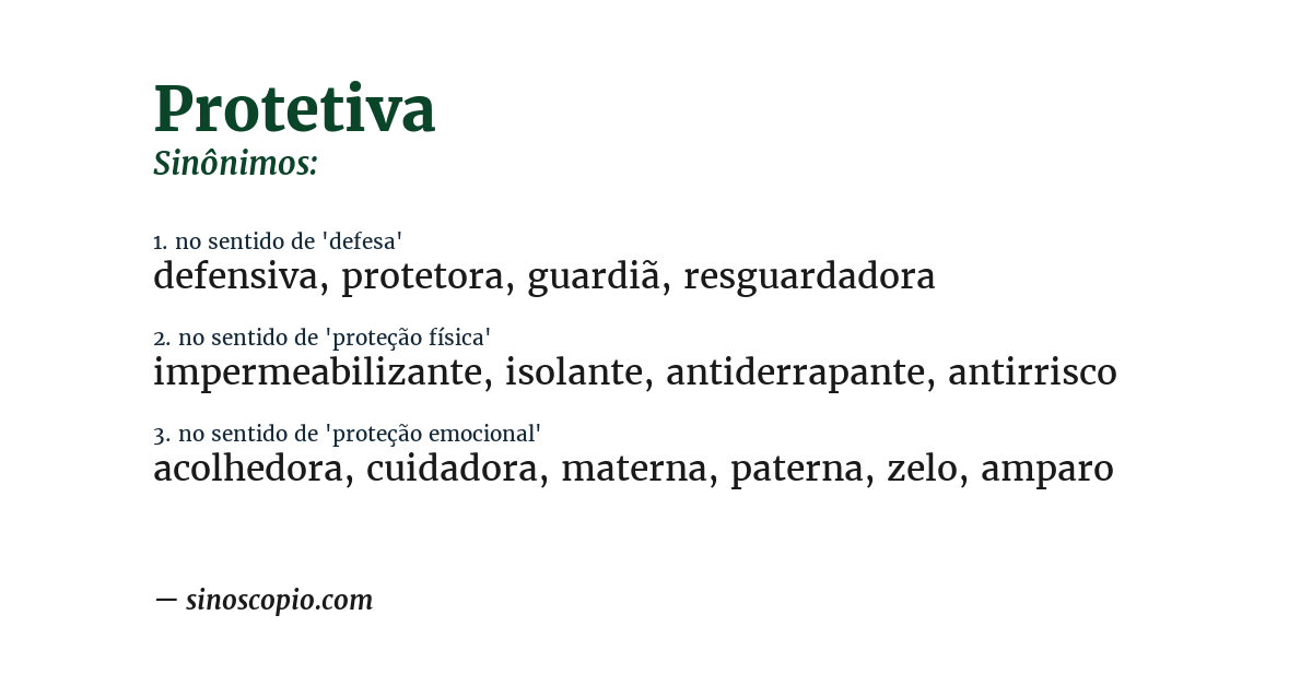 Sinônimo de protetiva