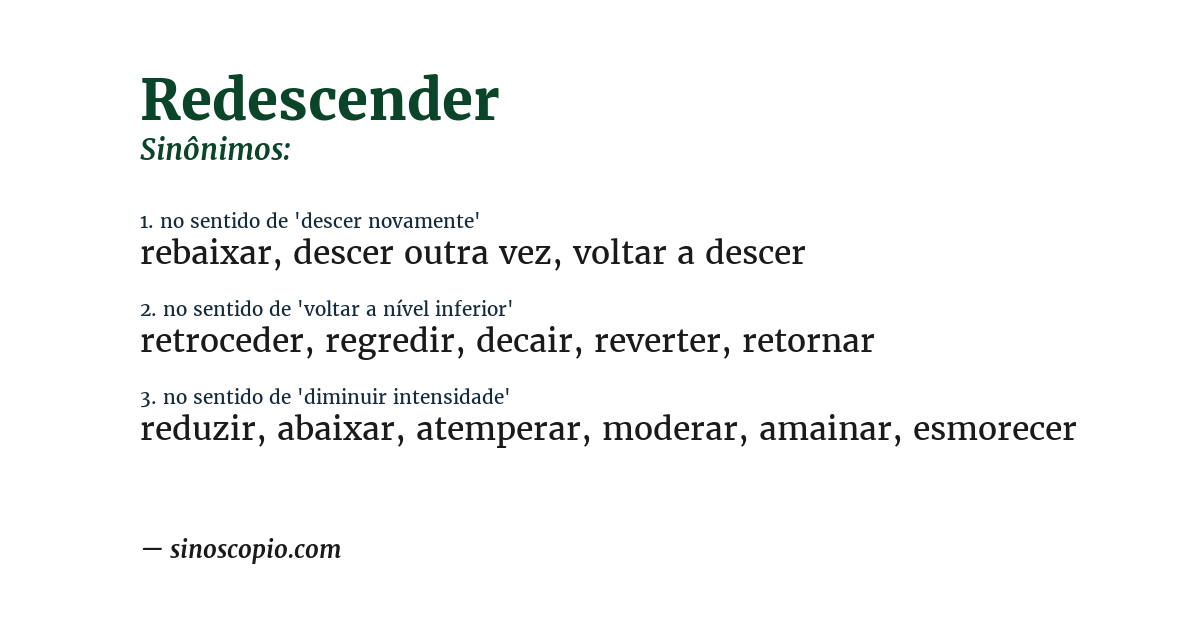 Sinônimo de redescender