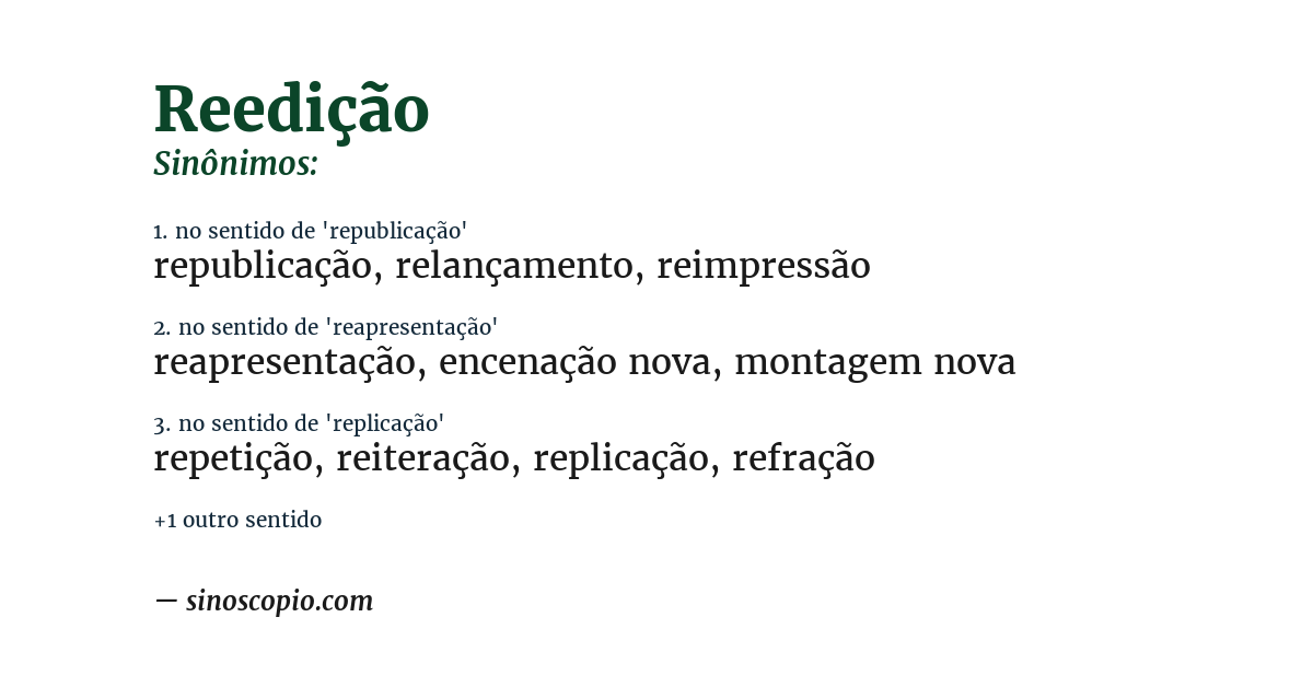 Sinônimo de reedição