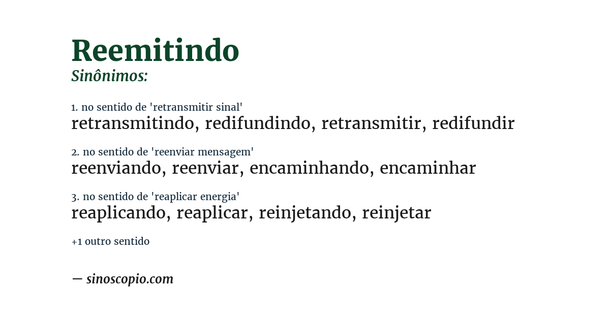 Sinônimo de reemitindo