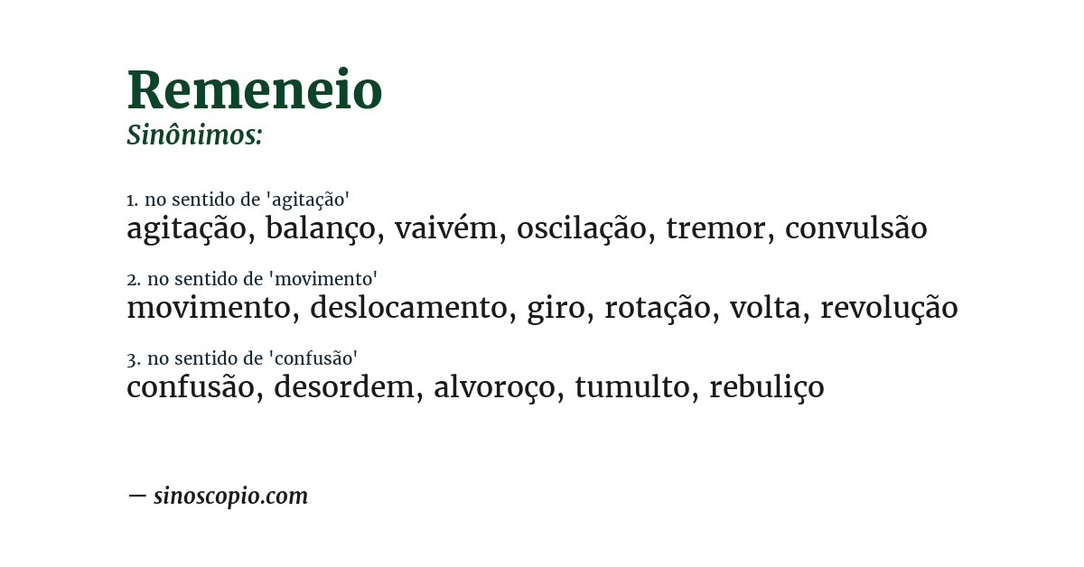 Sinônimo de remeneio