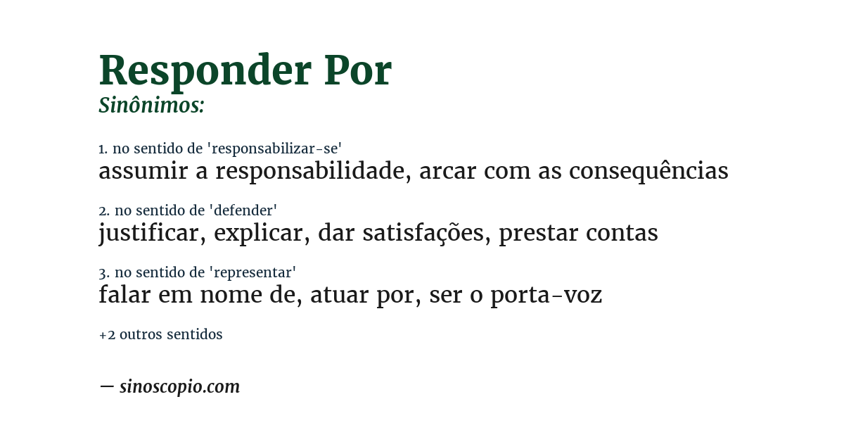 Sinônimo de responder por