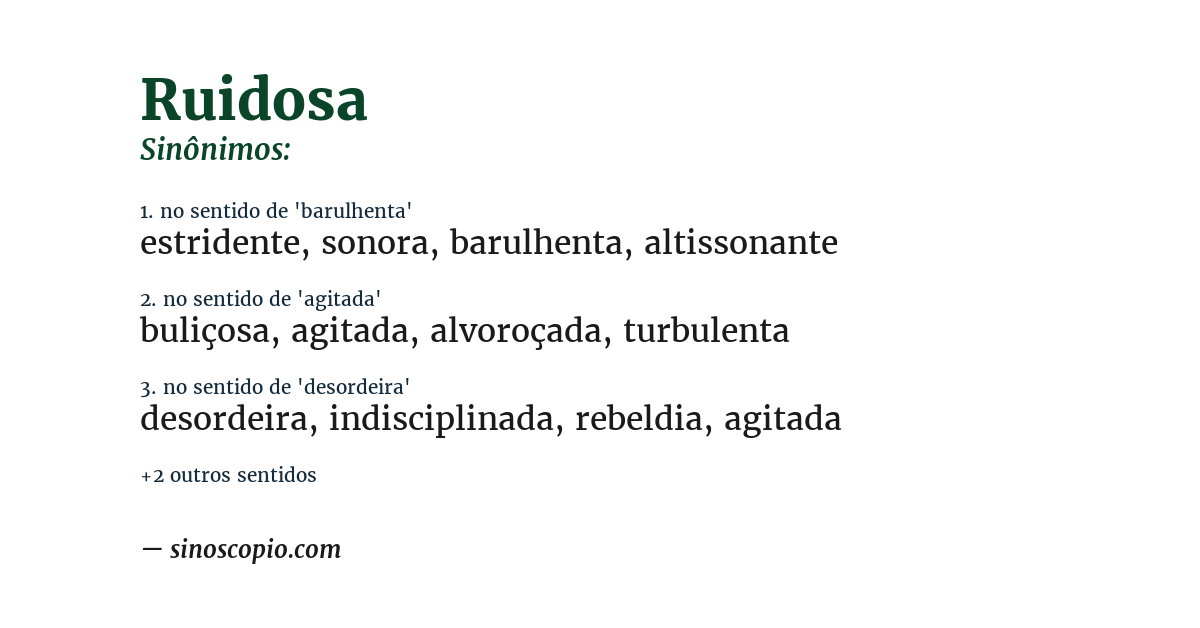 Sinônimo de ruidosa