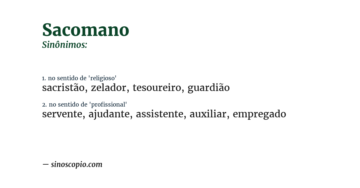 Sinônimo de sacomano