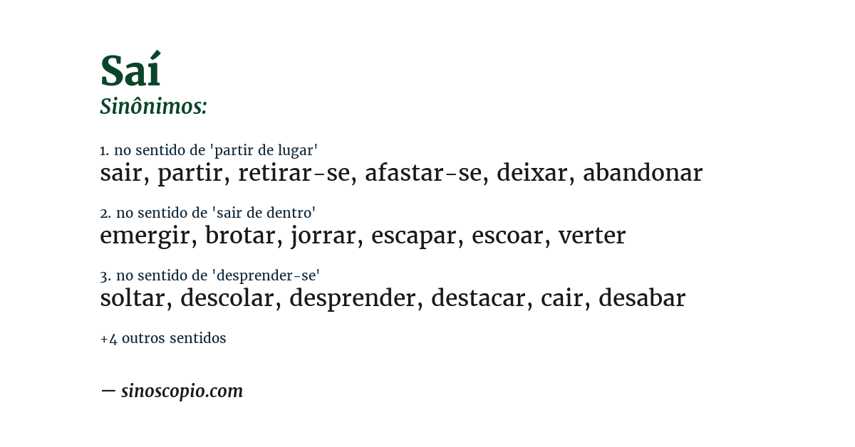 Sinônimo de saí
