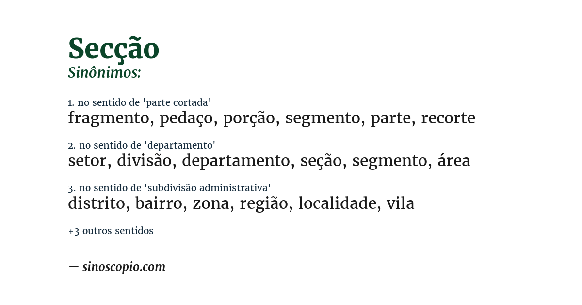 Sinônimo de secção