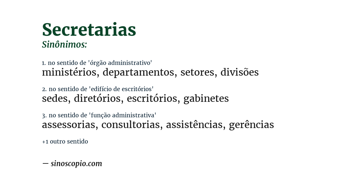 Sinônimo de secretarias