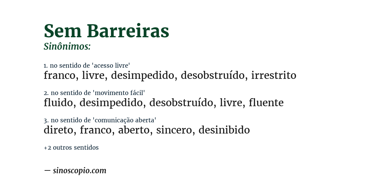 Sinônimo de sem barreiras