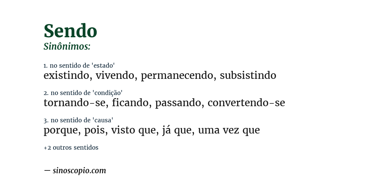 Sinônimo de sendo