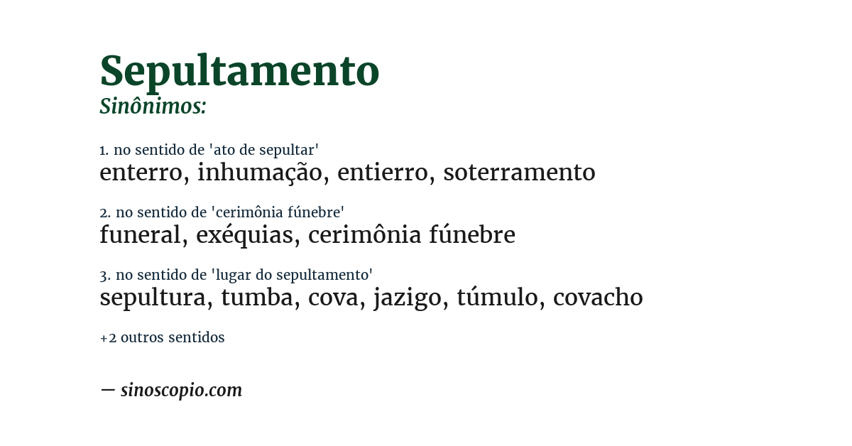 Sinônimo de sepultamento
