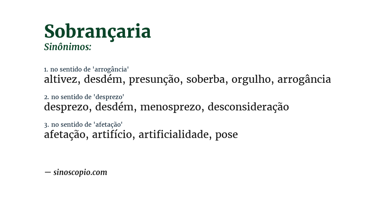 Sinônimo de sobrançaria