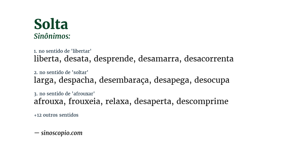 Sinônimo de solta