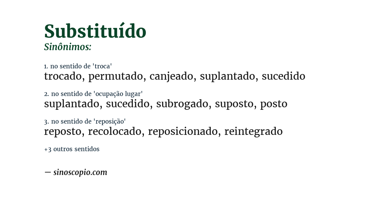 Sinônimo de substituído