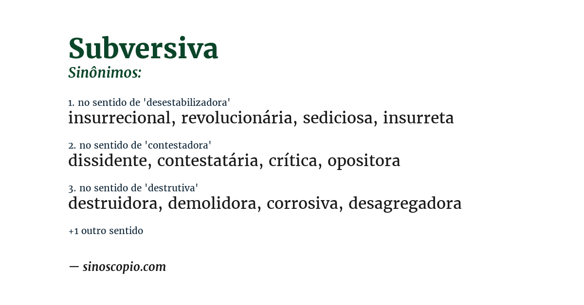 Sinônimo de subversiva