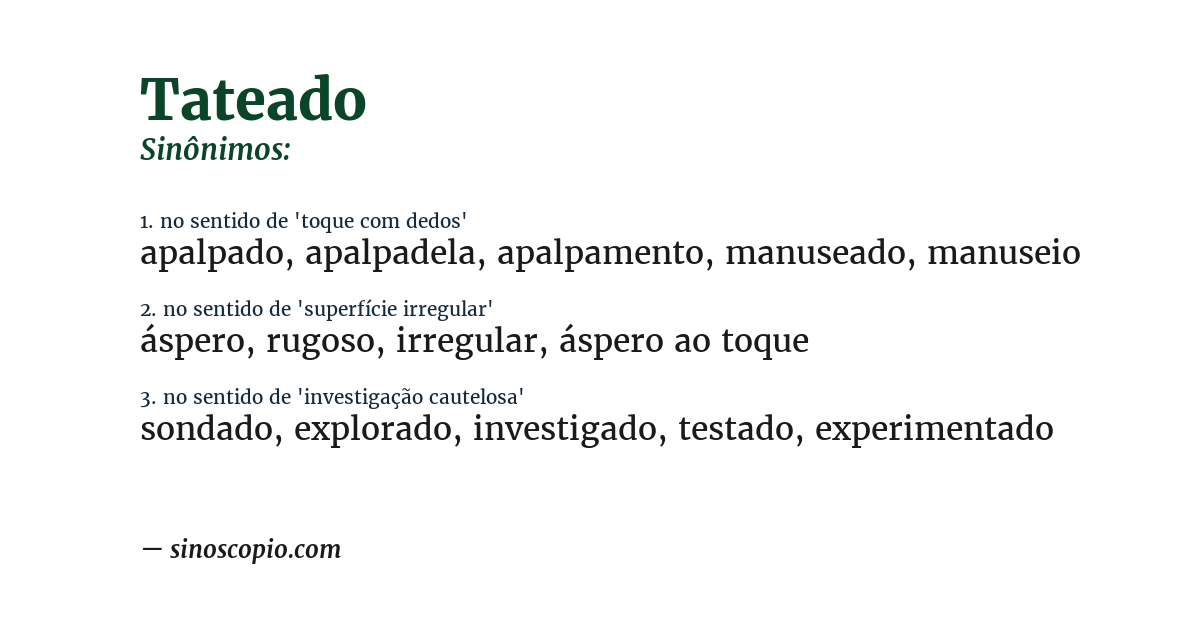 Sinônimo de tateado