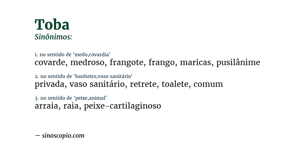 Sinônimo de toba