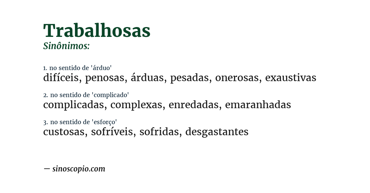 Sinônimo de trabalhosas