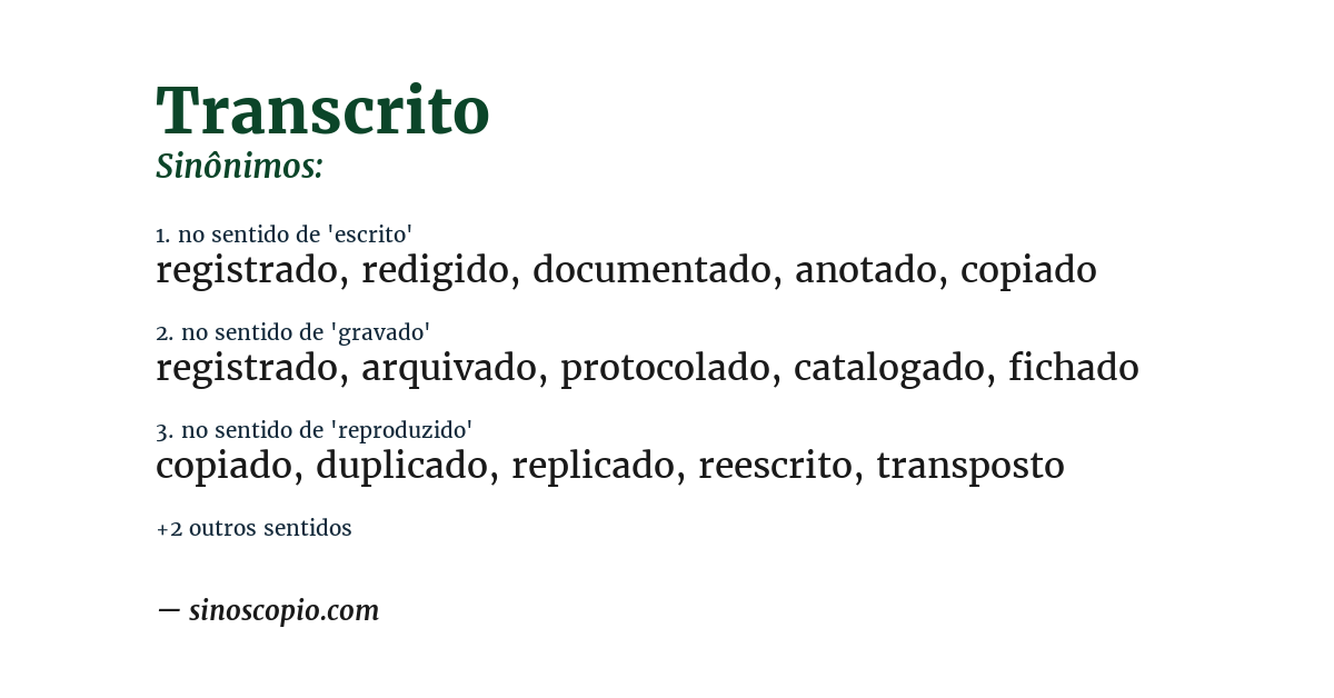 Sinônimo de transcrito