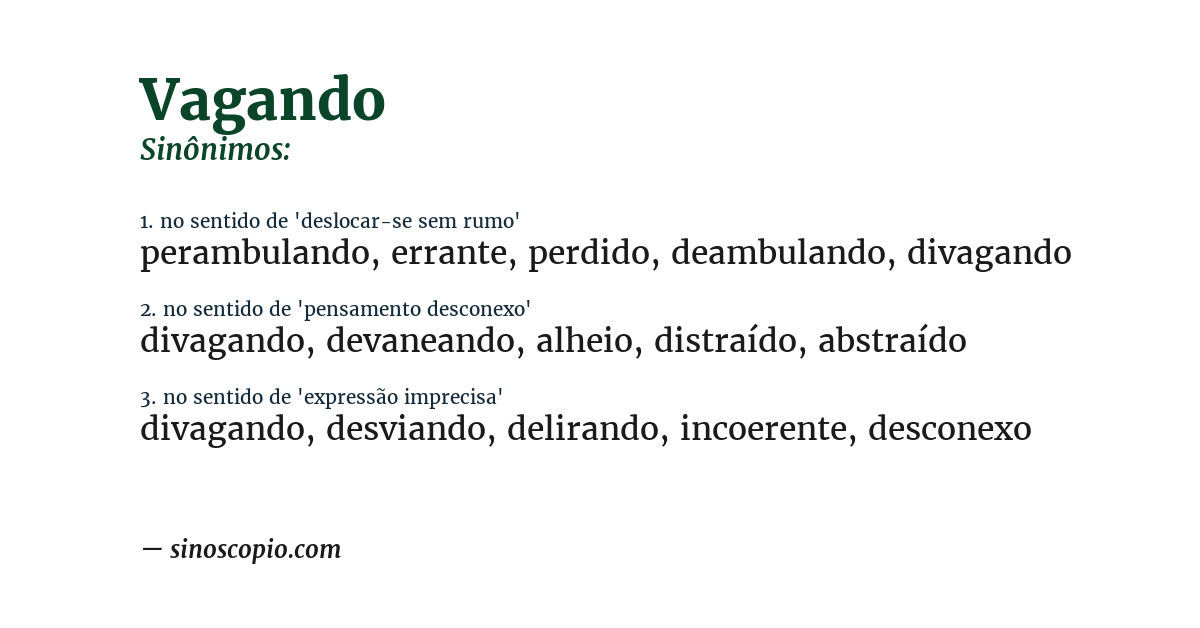 Sinônimo de vagando