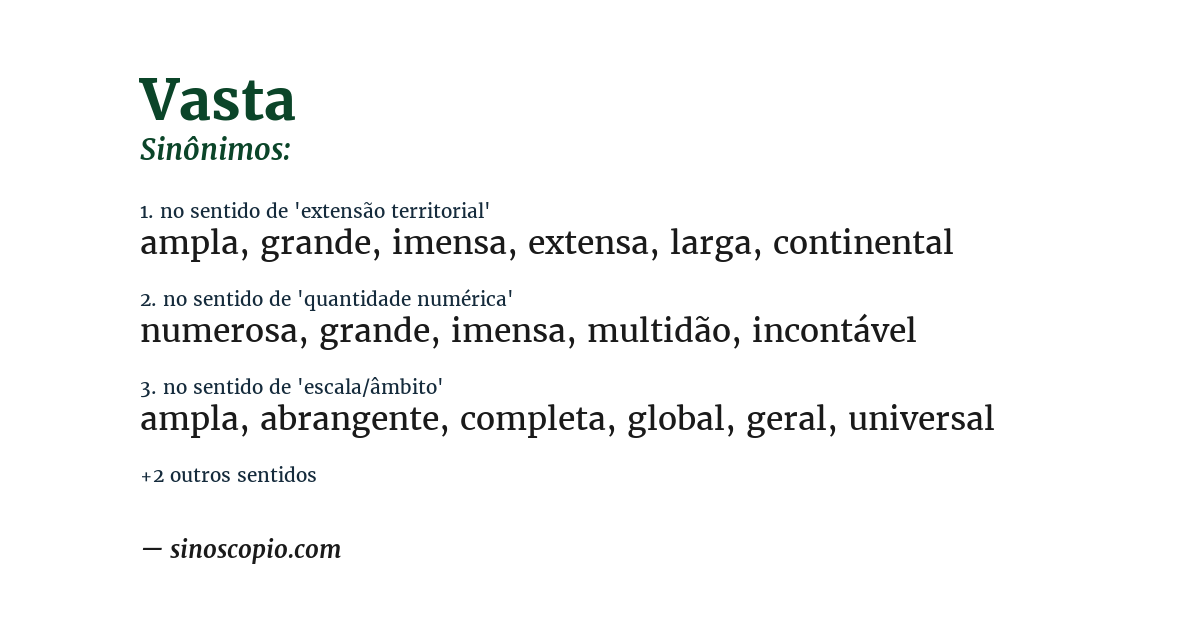 Sinônimo de vasta