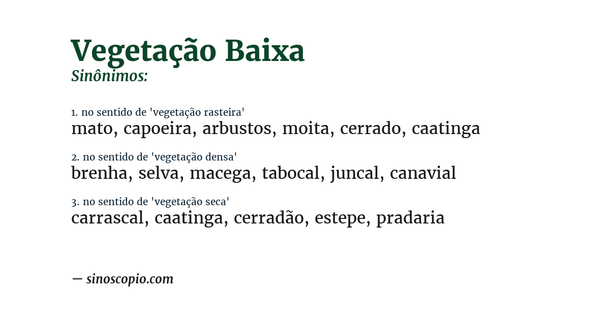 Sinônimo de vegetação baixa
